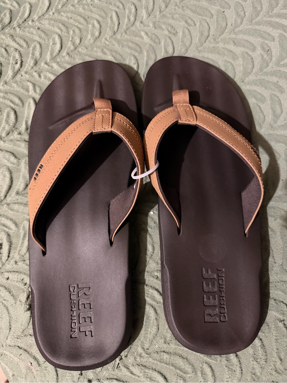 Reef Men's Flip Flops in Dark Brown Footbed with Tan Straps